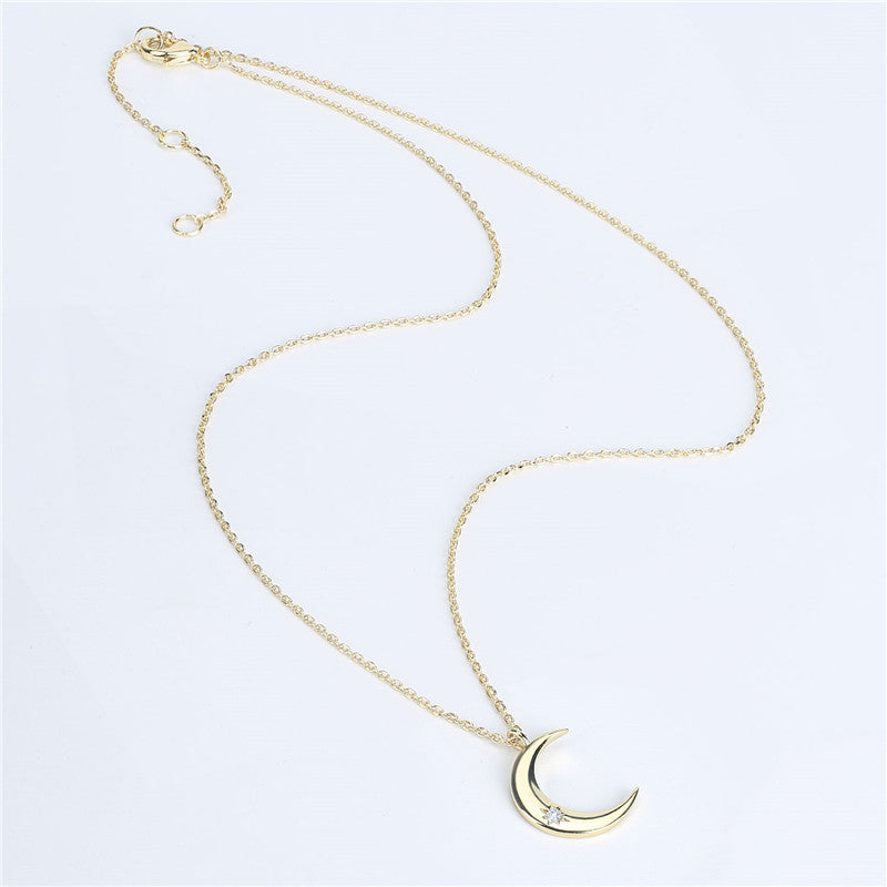 Crescent Zircon Necklace - WOMONA.COM