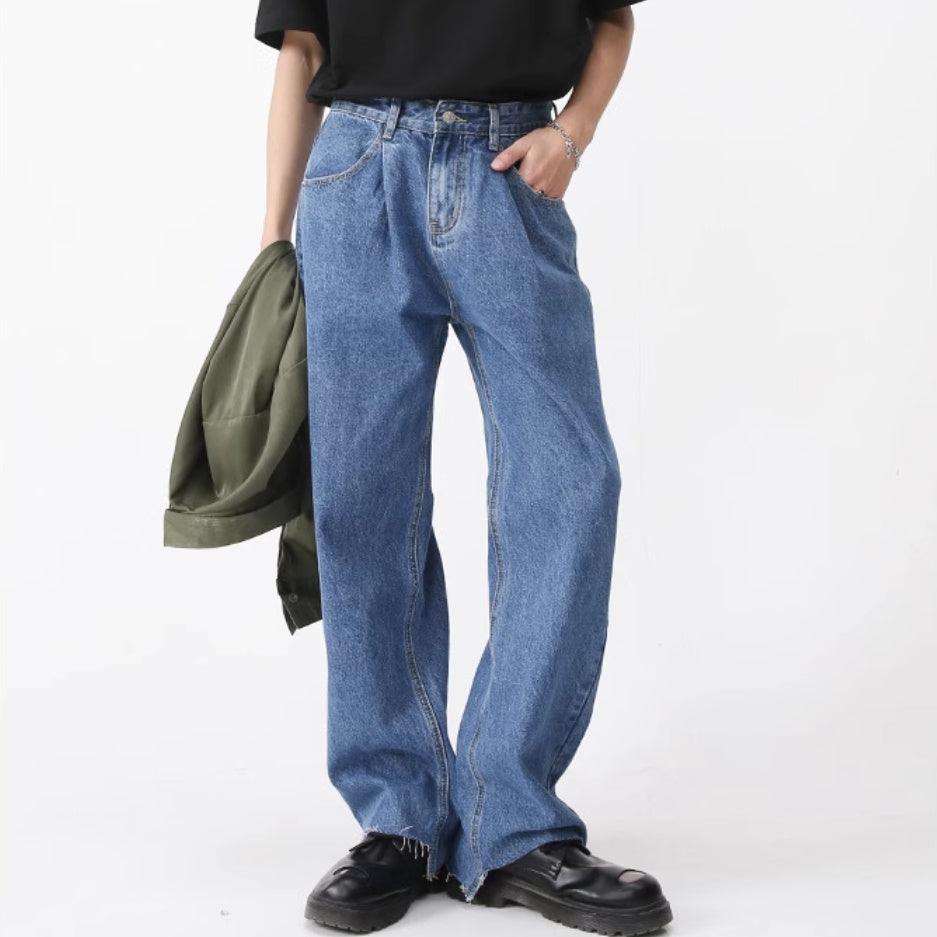 Retro Casual Irregular Slit Simple Jeans - WOMONA.COM