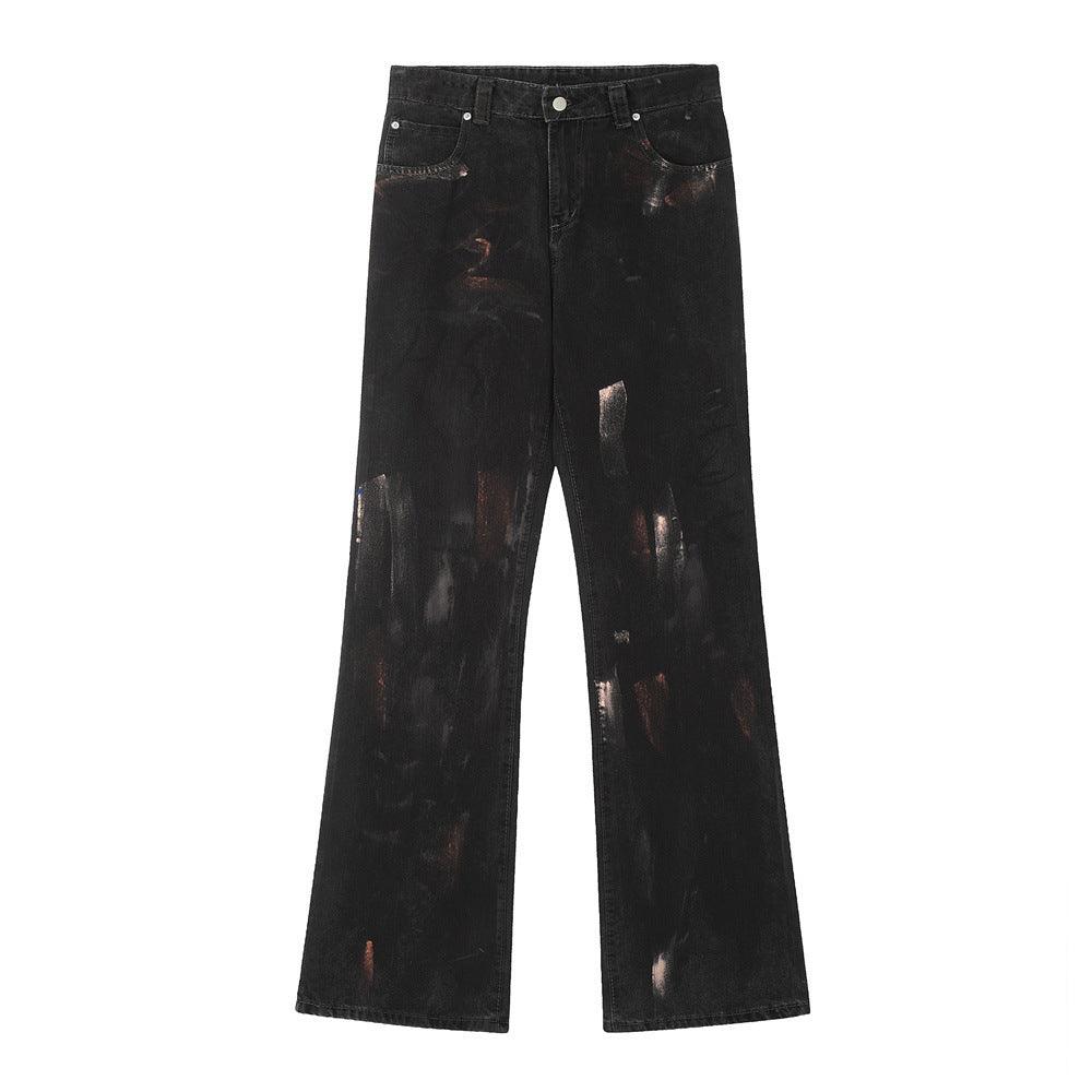 Men's Black Paint-Splash Jeans