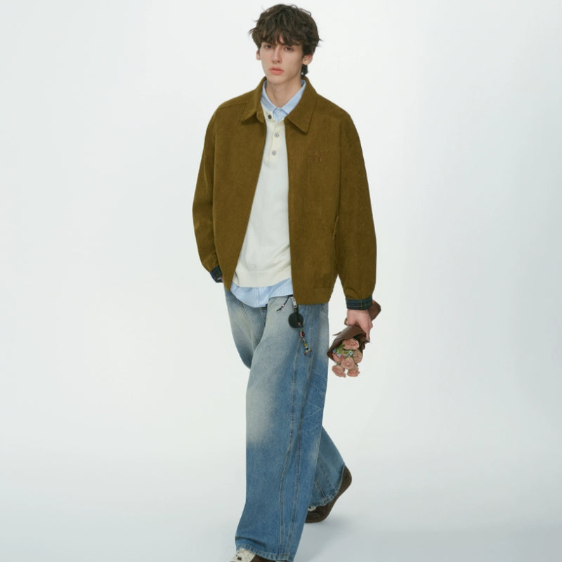 Unisex Corduroy Stand-Collar Barn Jacket - product view 1