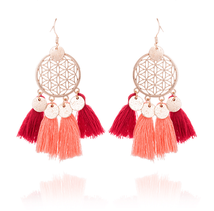 Sequin Dream Catcher Tassel Earrings