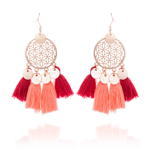 Tassel Dreamcatcher Sequin Earrings - WOMONA.COM