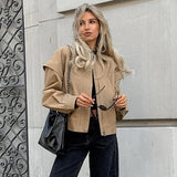 French Lapel Overalls Loose Bomber Jacket - WOMONA.COM