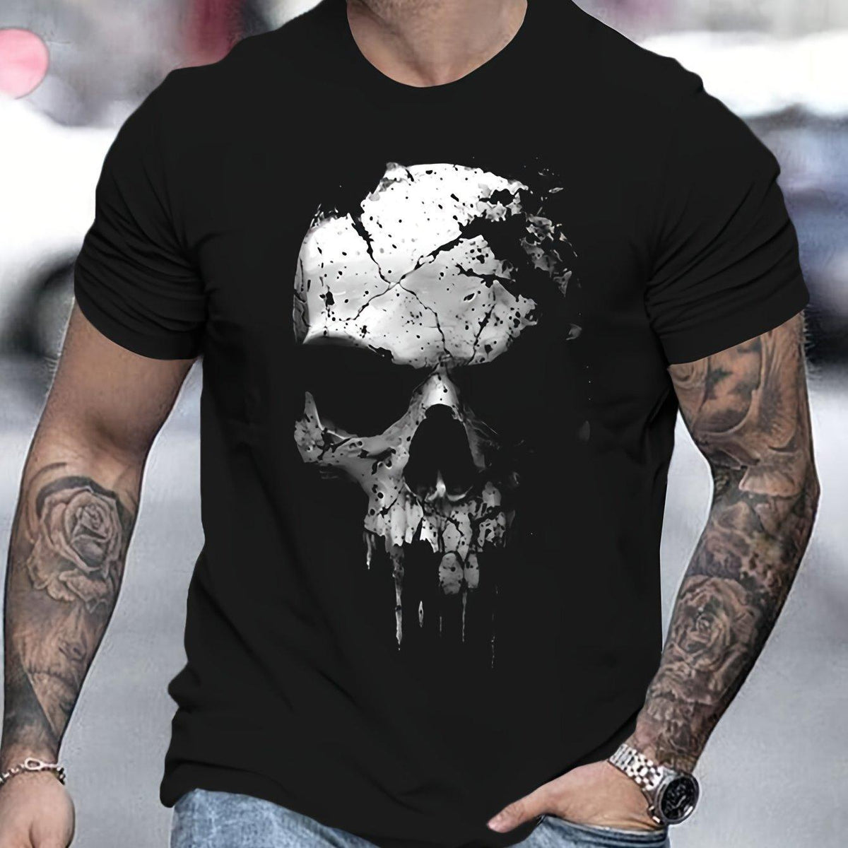 A Round Neck Short Sleeved T-shirt - WOMONA.COM