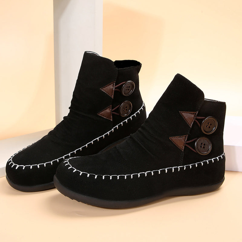 Button Design Ankle Boots For Women Autumn And Winter - WOMONA.COM