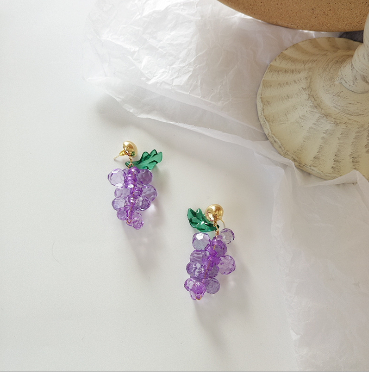 Grape earrings fruit - WOMONA.COM