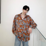 Men's Totem Printing Trend Thin Shirts Slippery Tops - WOMONA.COM