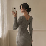 Retro Elegant V-neck Slim-fit Slimming Dress For Women - WOMONA.COM