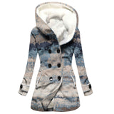 Winter Thickened Imitation Lamb Stitching Floral Hooded