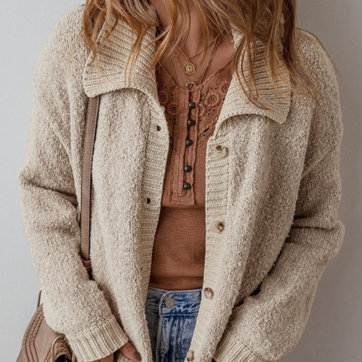 Leisure Versatile Mid-length Knitted Cardigan Sweater