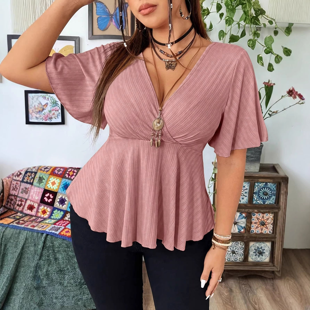 Women's Casual V-Neck Short Sleeve T-Shirt