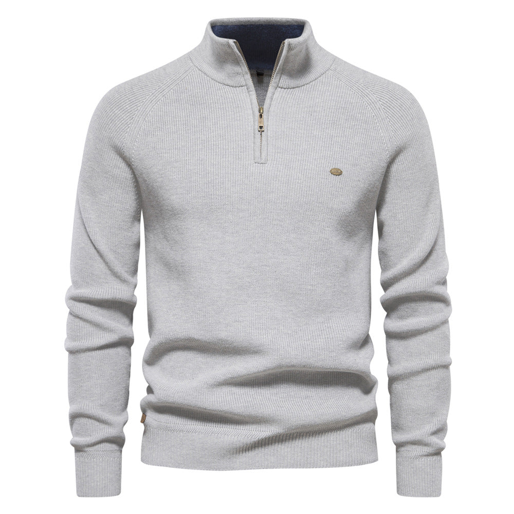 Men's Stand-Collar Button & Zip-Neck Knit Pullover - product view 1
