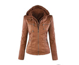 Long-sleeved women's leather jacket - WOMONA.COM