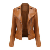 Women's Leather Jacket Slim Thin Small Coat - WOMONA.COM