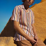 Men's Shirts Casual Lapel Striped Short Sleeves - WOMONA.COM