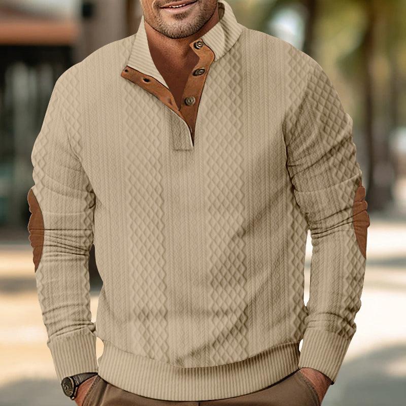 Men's Sweater Half Cardigan Jacquard - WOMONA.COM