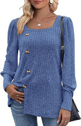 Women's Sunken Stripe Long-sleeved Top T-shirt - WOMONA.COM