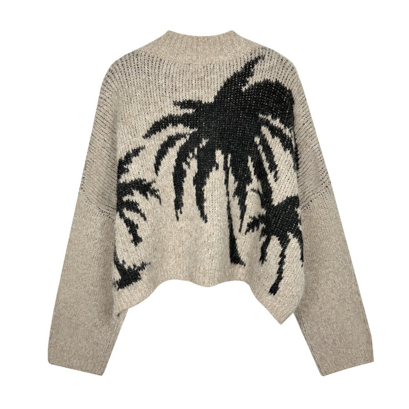 Back Coconut Design Cardigan Short Sweater