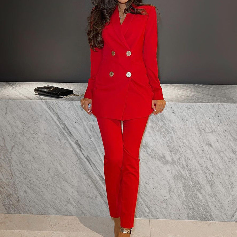 Casual Suit Wide-leg Pants Two-piece Suit - WOMONA.COM