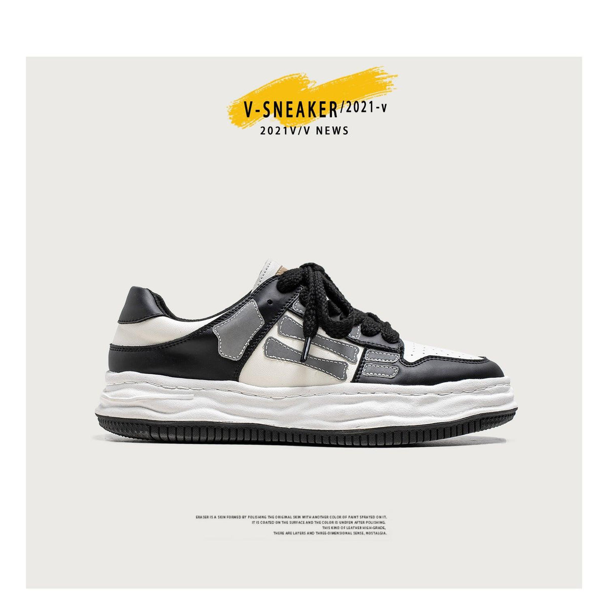 Reflective Bone Retro Platform Sneakers Men - WOMONA.COM