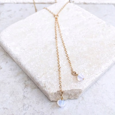 White pointed crystal necklace - WOMONA.COM