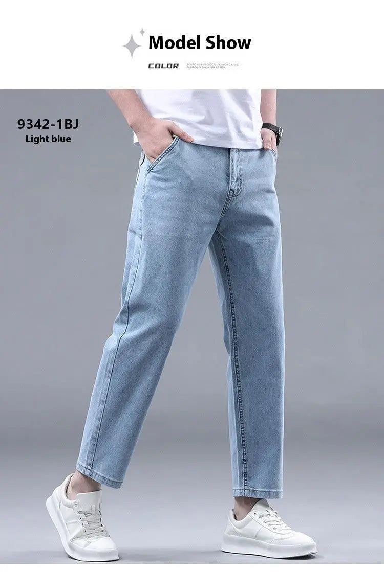 Men's Slim Fit Cropped Casual Light-colored Jeans - WOMONA.COM