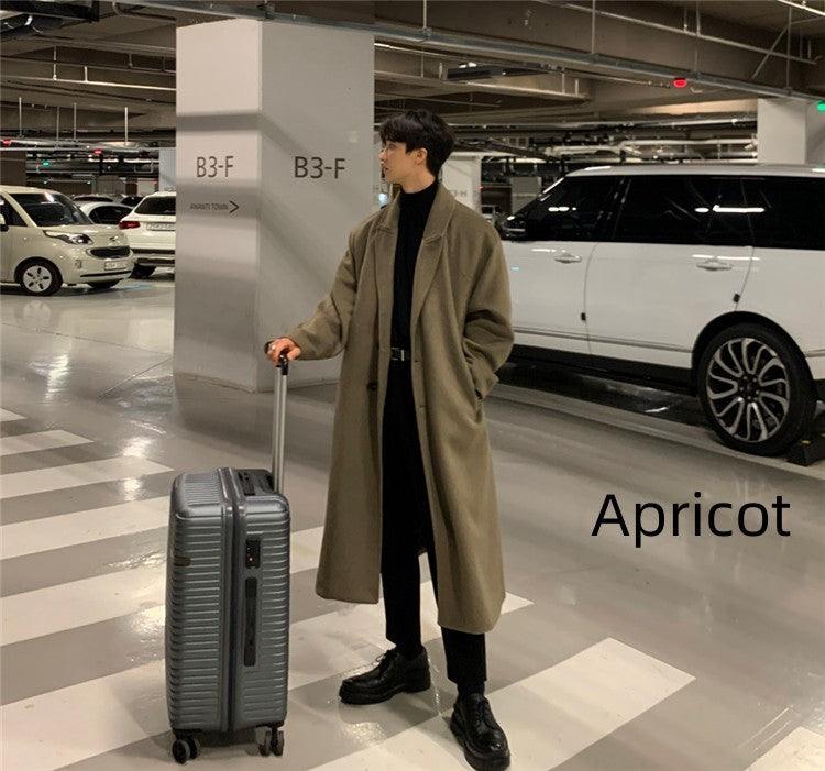Men's Trench Coat British Style Single Row Woolen Fabric - WOMONA.COM