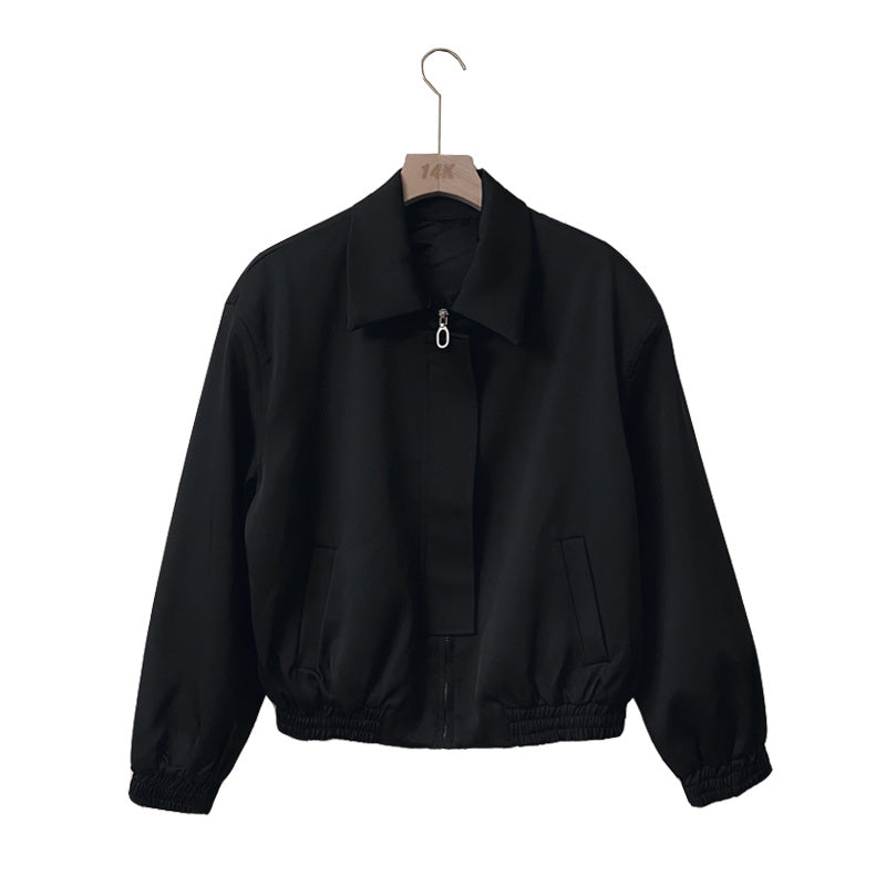 Fashion Men Black Spring Top Polyester Jacket Zipper - WOMONA.COM