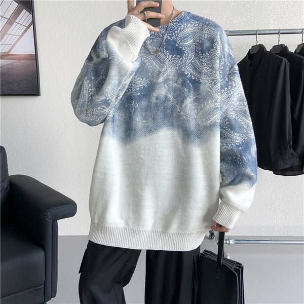 Paisley Tie-dyed Sweater Men's Winter