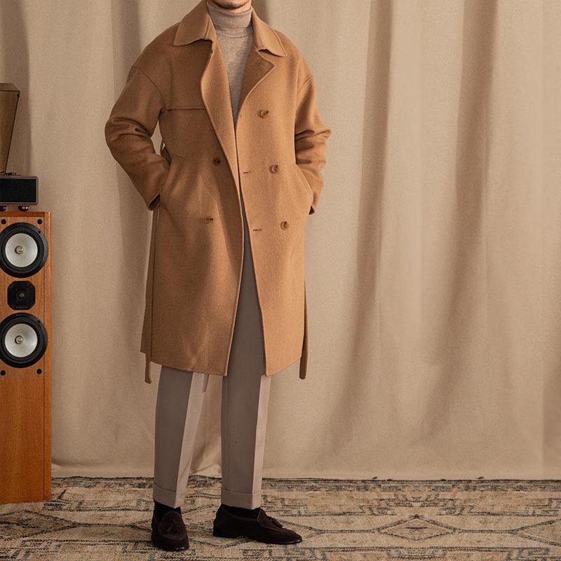 Men's Wool Drop Shoulder Casual Mid-length Coat - WOMONA.COM
