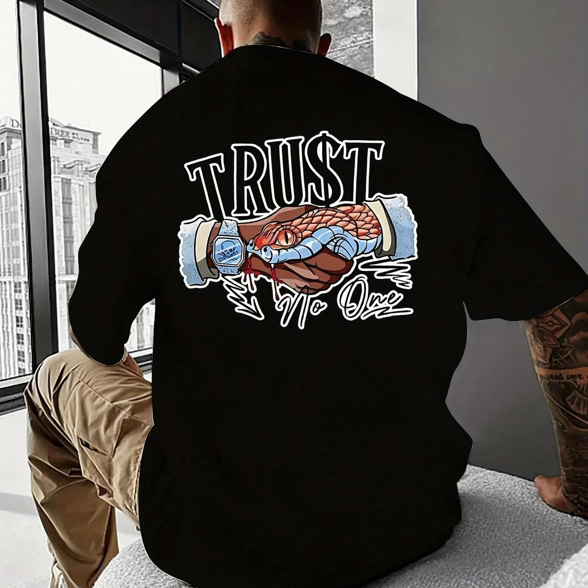 Trust No One Creative Printed Summer Casual T-shirt For Men - WOMONA.COM