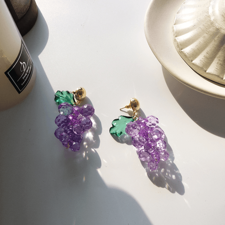 Grape Fruit Earrings Clip or Stud