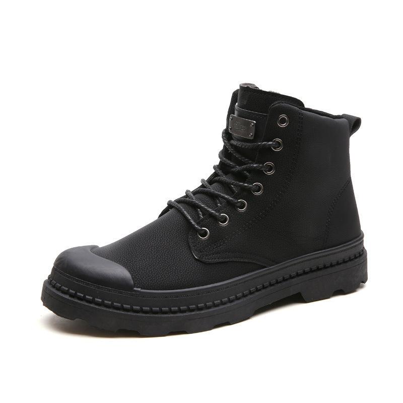 High-top short boots casual leather boots - WOMONA.COM