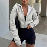 Long Sleeve Hooded Zip Cardigan Casual Sweatshirt