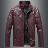 Casual Korean-style Stand Collar PU Leather Jacket - WOMONA.COM