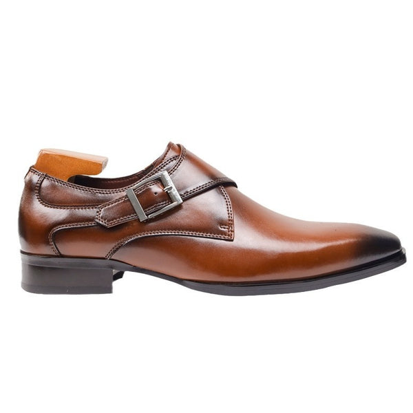 Zapatos de hombre con punta cuadrada, zapatos formales de negocios, zapatos de cuero, estilo británico para hombre