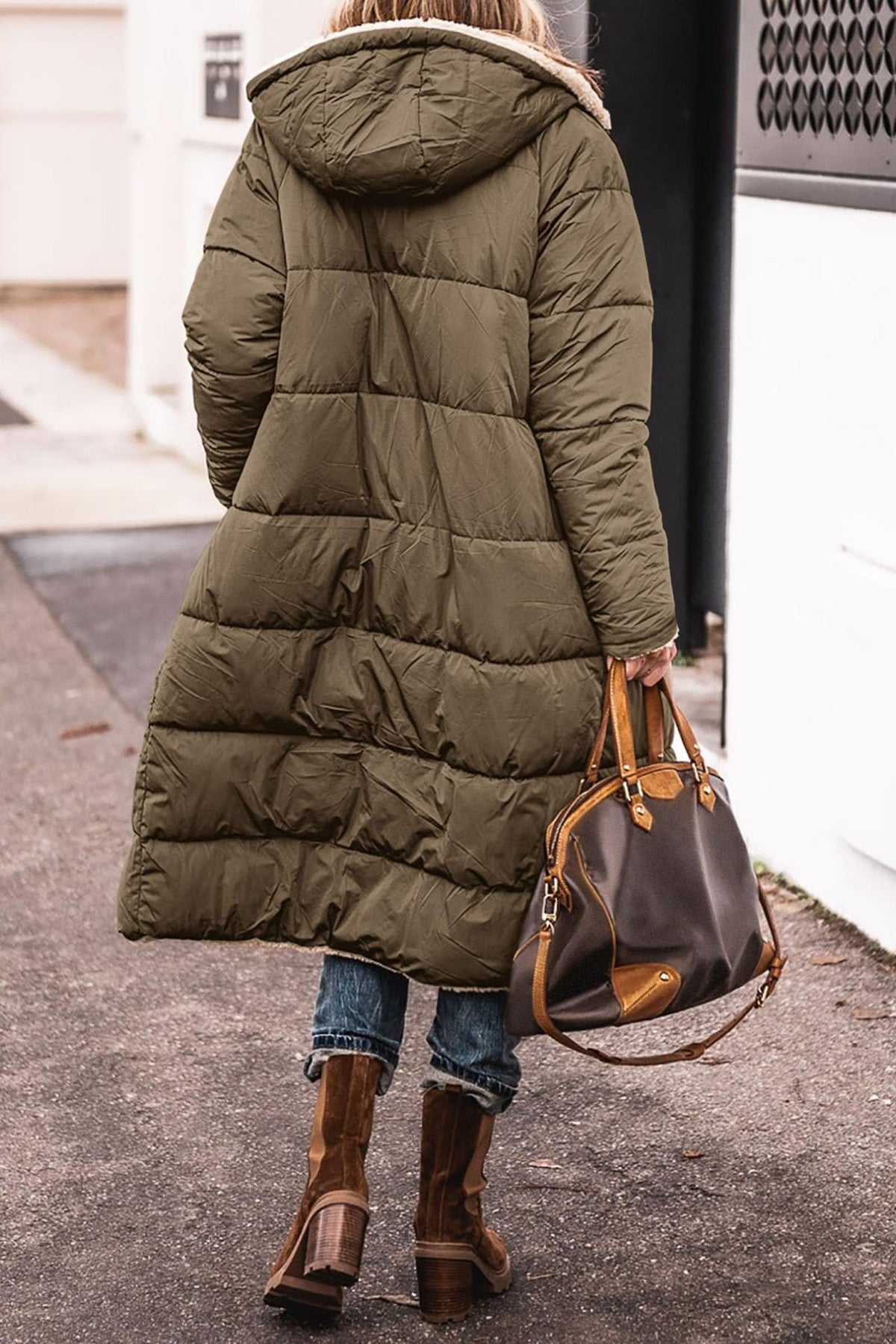 Women's hooded raglan-sleeve pocket coat