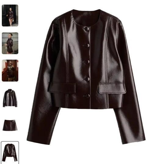 Women's Fashion Round Neck Button Coat - WOMONA.COM