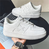 Thick Soled White Casual Sneakers For Men - WOMONA.COM