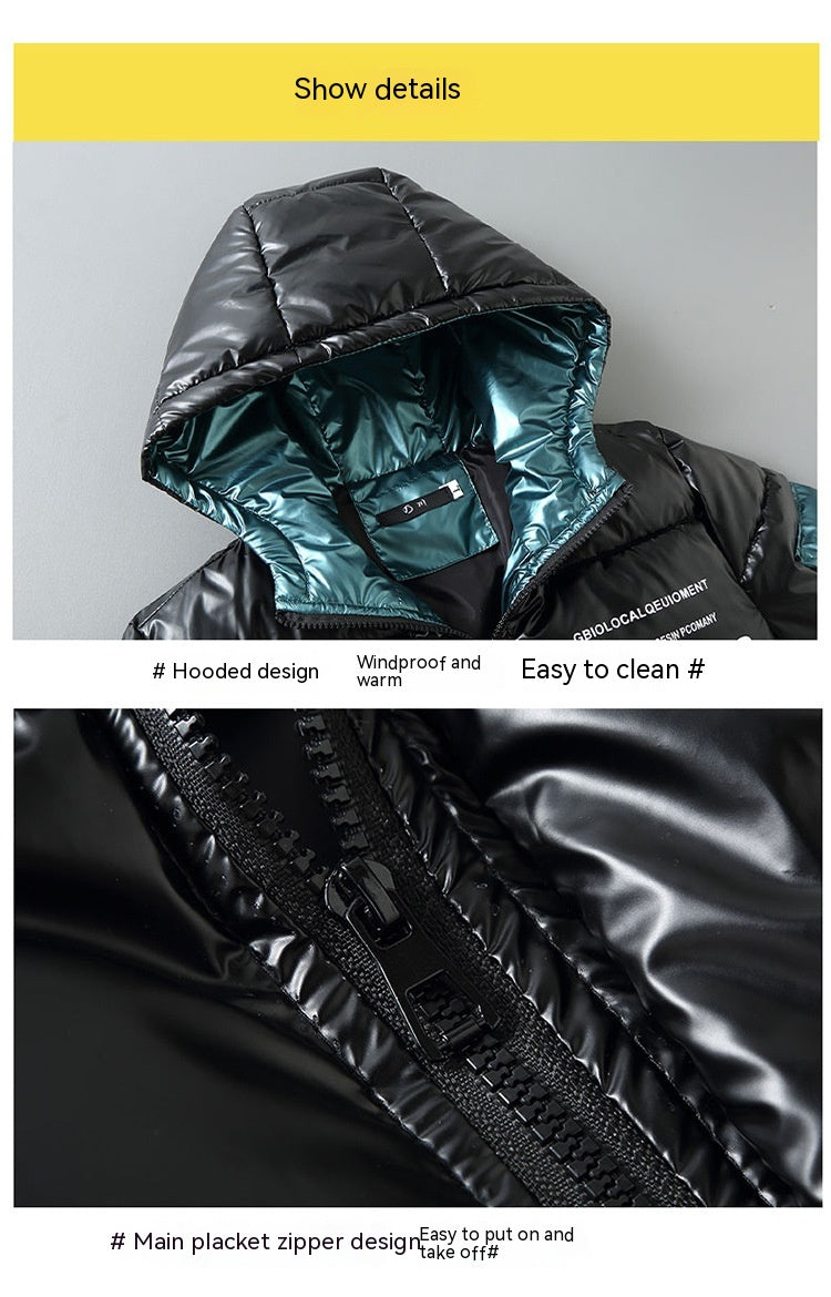 Leather Cotton-padded Jacket - WOMONA.COM