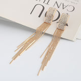 Long crystal tassel earrings - WOMONA.COM