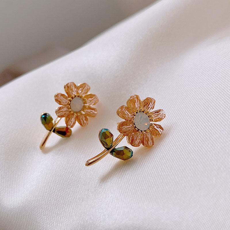 Flower925 silver earrings - WOMONA.COM