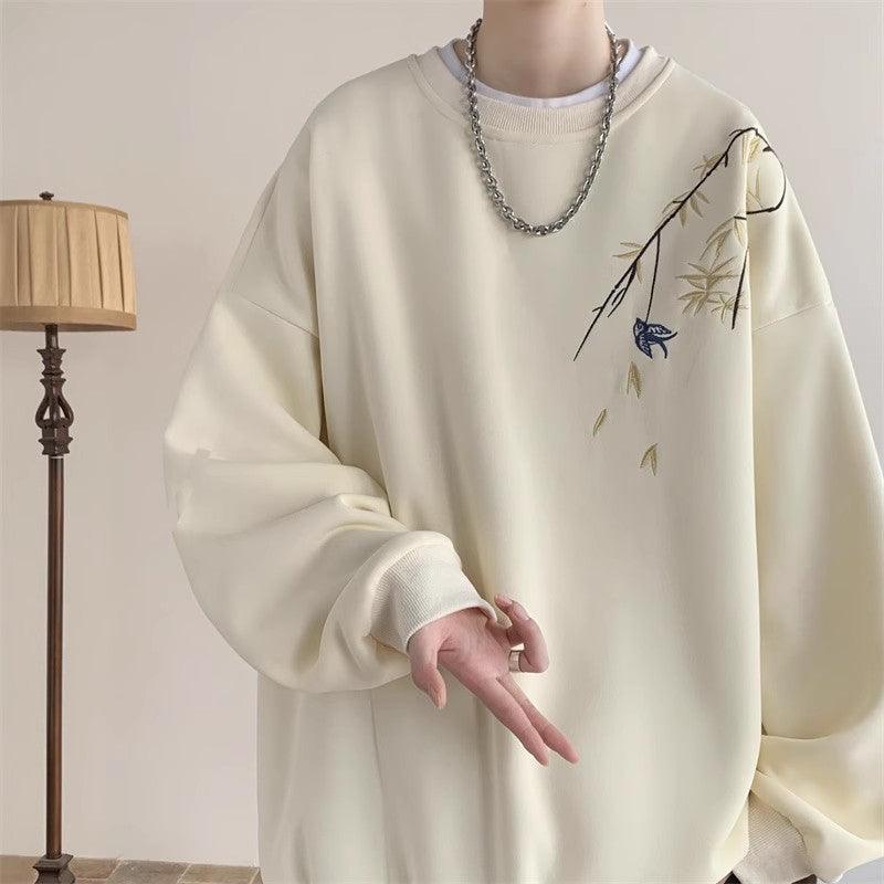 Fashion Round Neck Sweater Men's Embroidery - WOMONA.COM