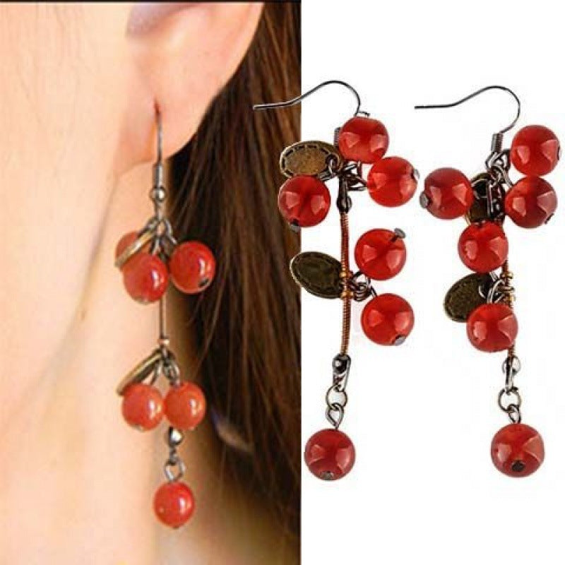 Small cherry pendant earrings - WOMONA.COM