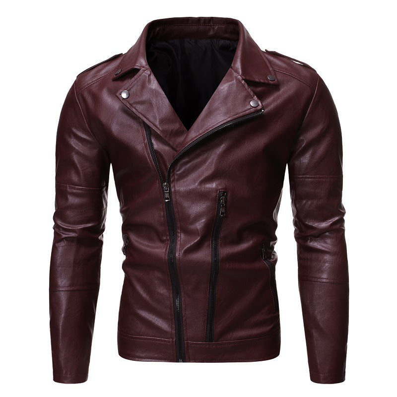 Men's loose pigskin motorcycle jacket