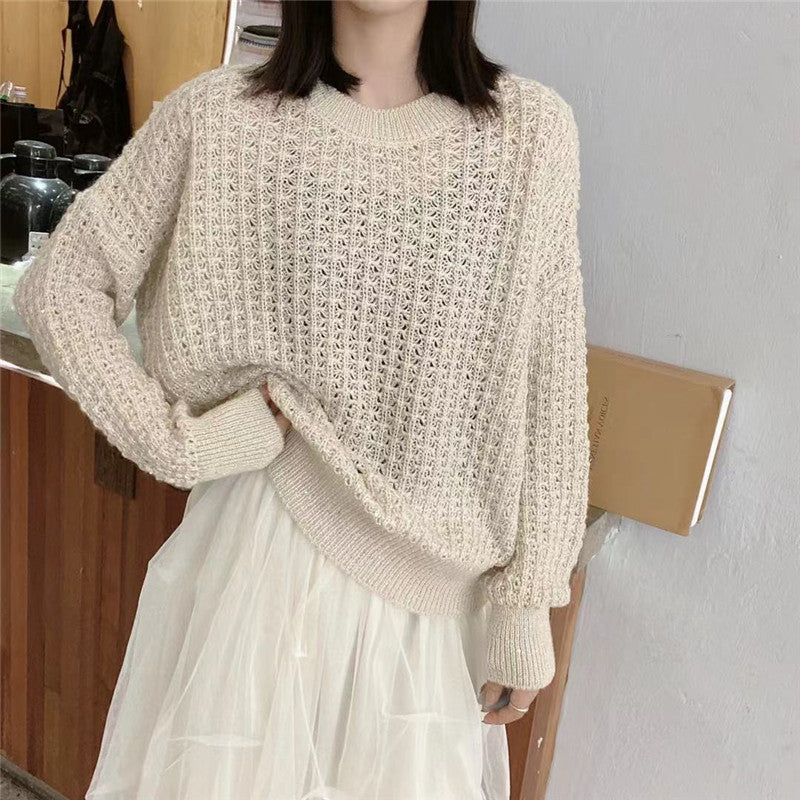 Mohair Round Neck Pullover Long Sleeve Sweater Women - WOMONA.COM