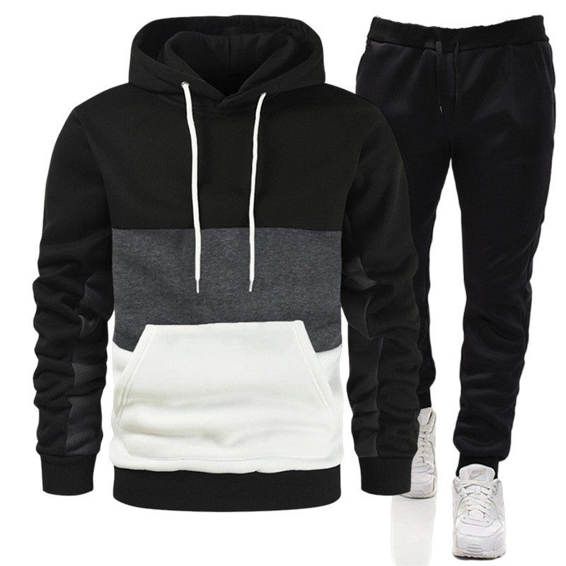 Men's 3 Color Block Hoodie Sportswear Suit - WOMONA.COM