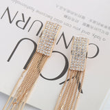 Long crystal tassel earrings - WOMONA.COM