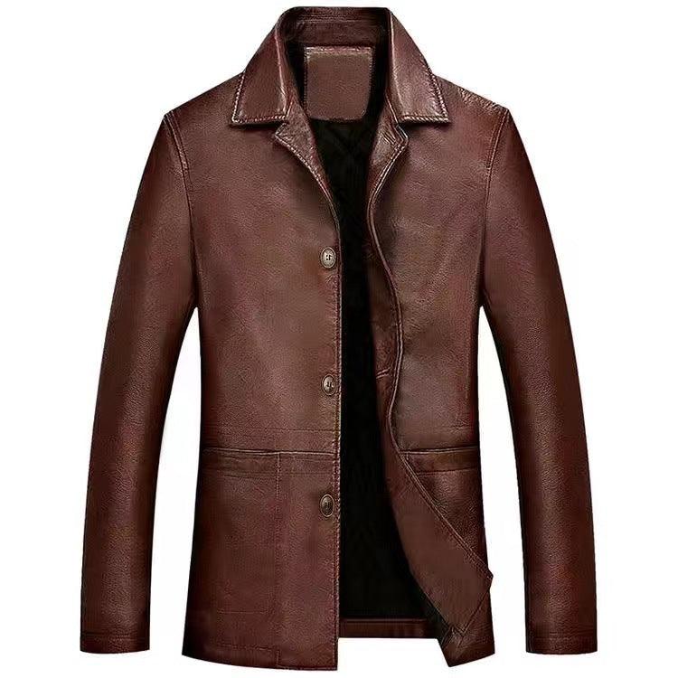 Autumn New Young And Middle-aged Leather Jacket - WOMONA.COM