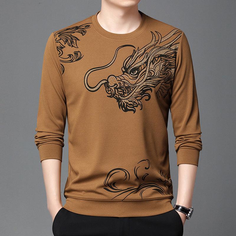 Round Neck Flocking Casual T-shirt Men - WOMONA.COM